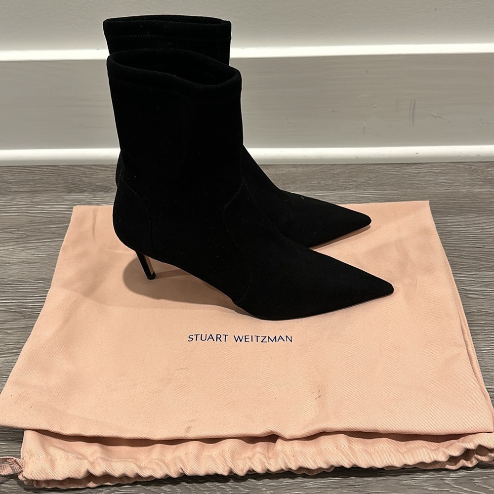 Stuart Weitzman 85mm Stretch Suede Bootie